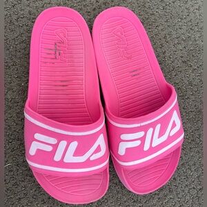 Size 8 Pink FILA slide sandals